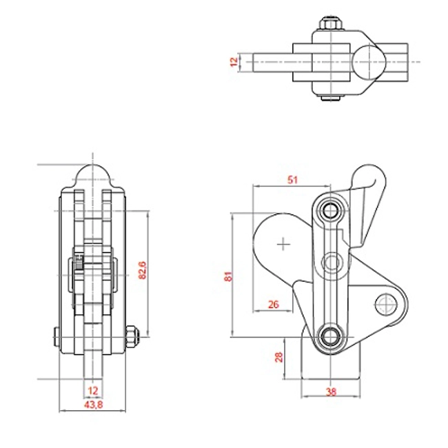 Vendita online Bloccaggio saldabile serie pesante base dritta maniglia saldabile 1220 Kg.